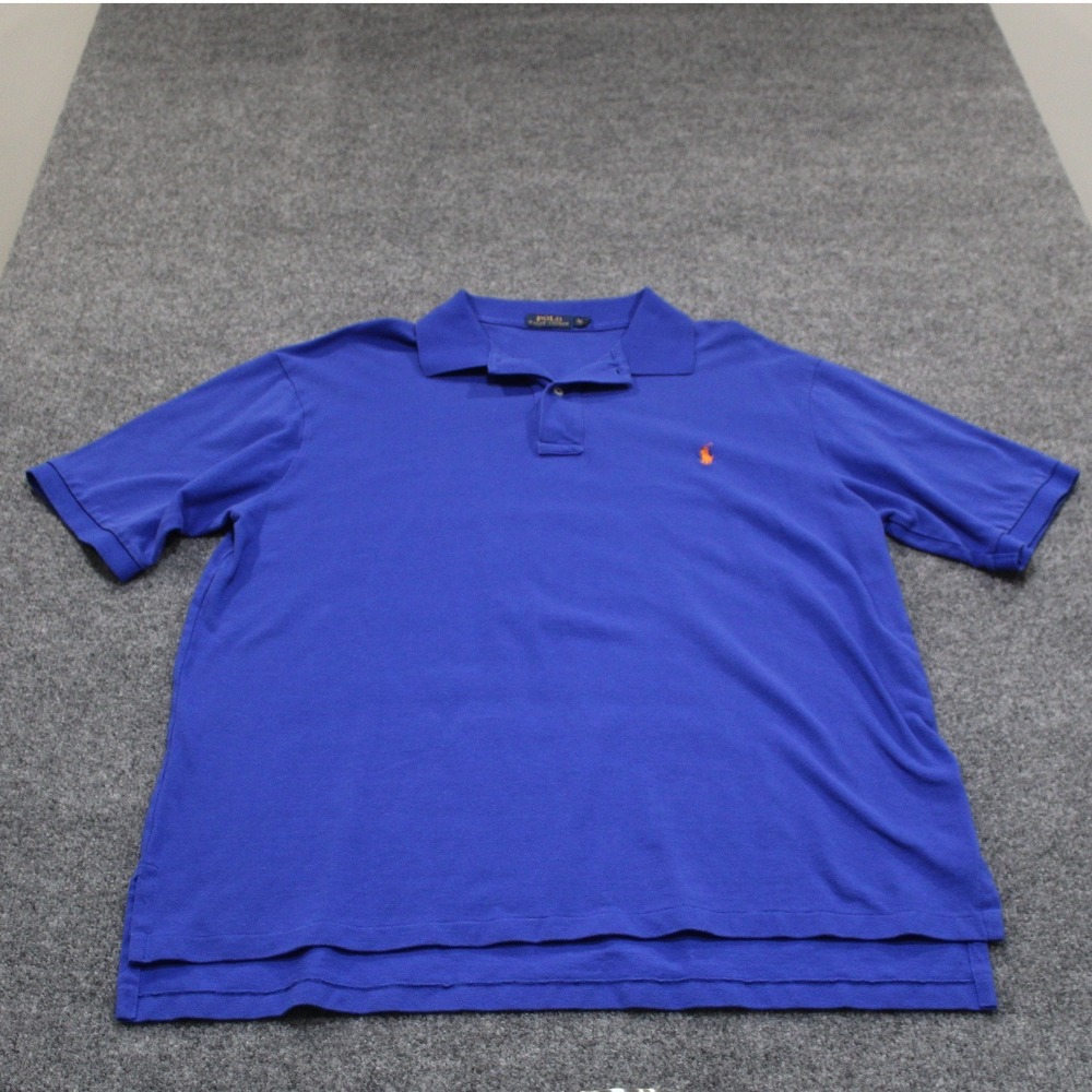 Polo Ralph Lauren Men's Blue Tall XLT‎ Classic Fit Short Sleeve Polo Orange Pony